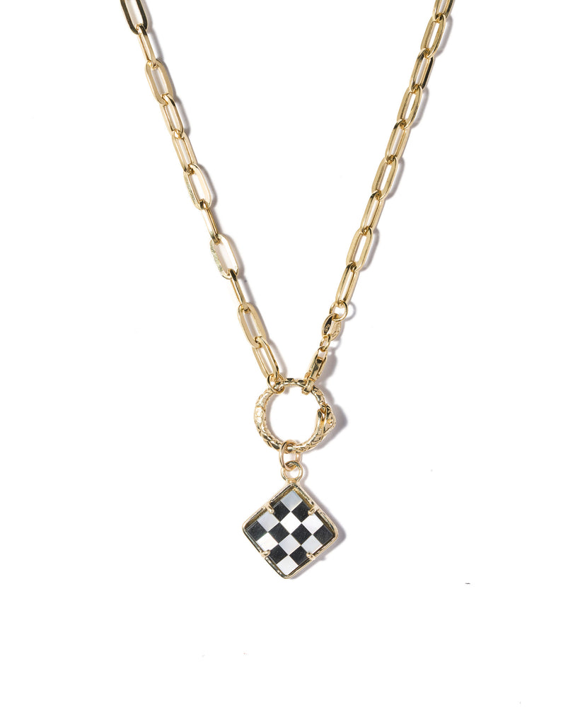 Paperclip checkerboard necklace