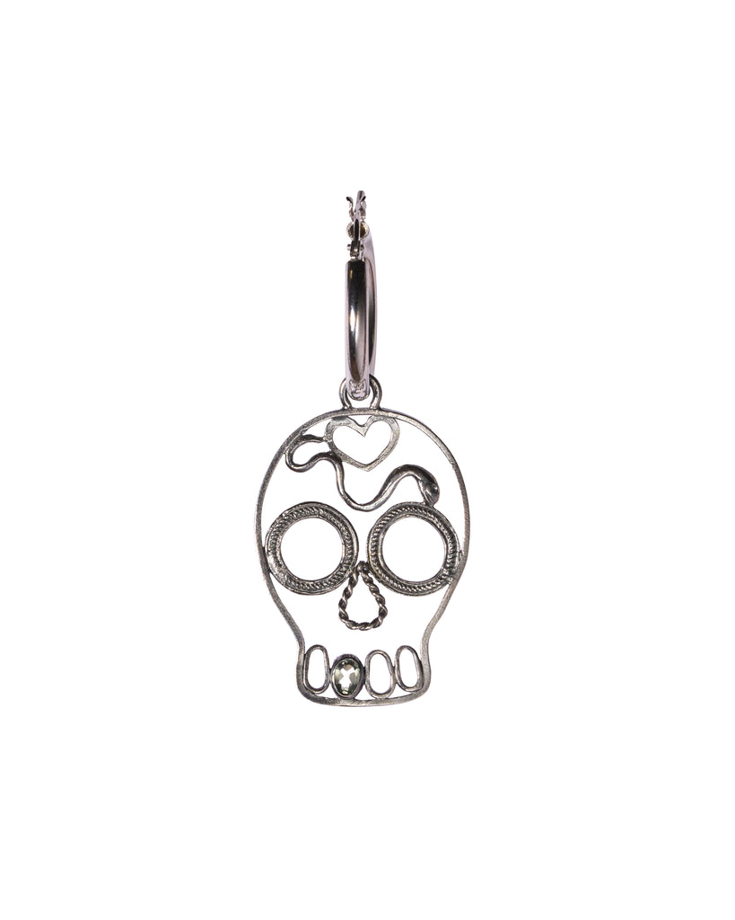 Girl with a skull earring - SILVER