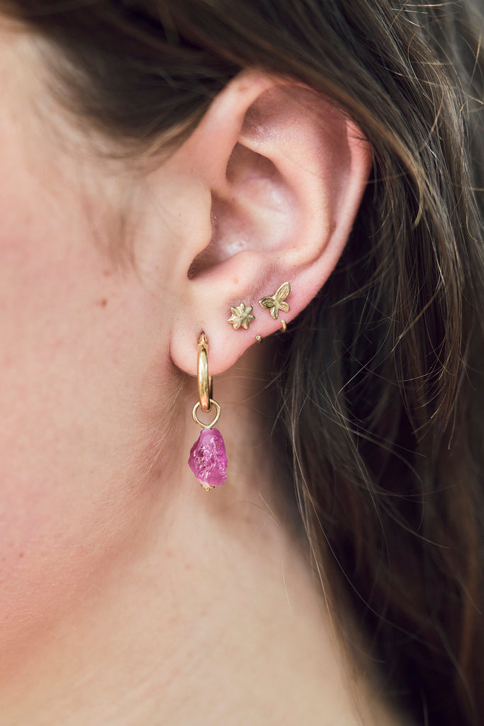 Pink tourmaline rock earring