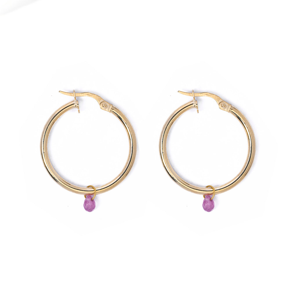 Hoops with pink sapphire