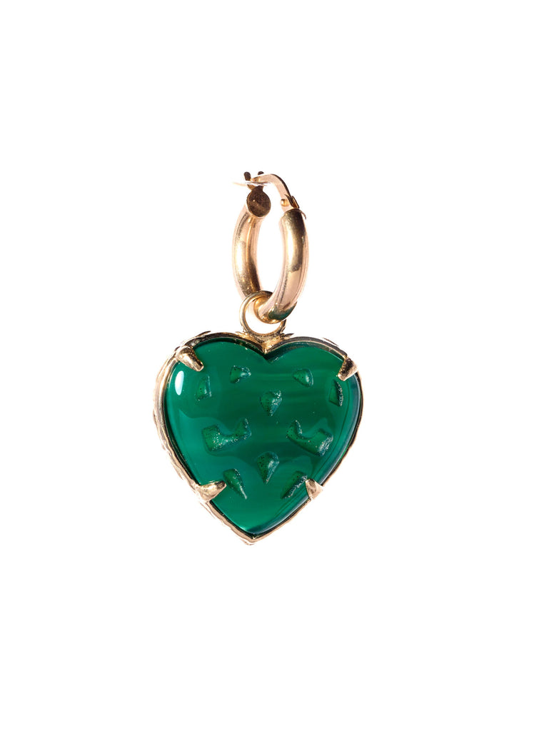 single earring met groen heart
