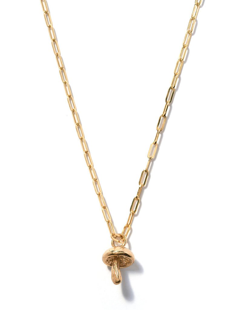 Goldie mushroom paperclip necklace