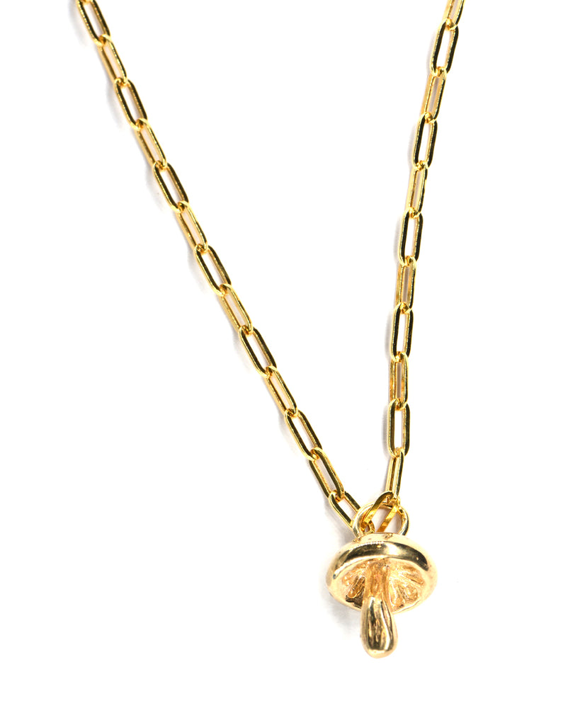 Goldie mushroom paperclip necklace